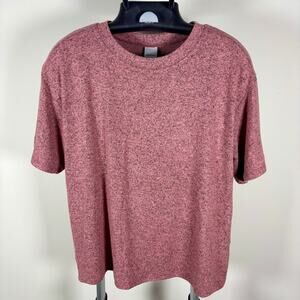 Nordstrom Burgundy Black Marled Soft Short Sleeve Sweater Women XL (14/16)